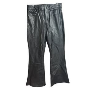 American Eagle Stretch Super High Rise Black Faux Leather Flare Pants Size 12